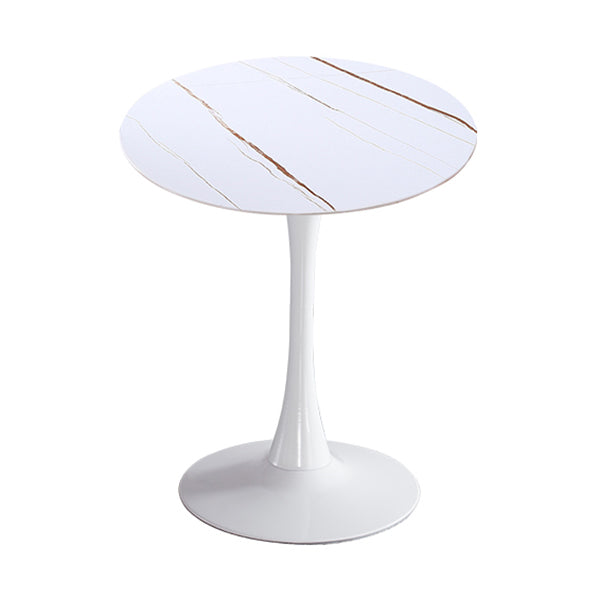 Modern Style Round Dining Table Sintered Stone Dinner Table with Tulip Base White Gold White 27.6"L x 27.6"W x 29.5"H Clearhalo ' dining_table' 'Dining Tables & Seating' 'Dining Tables' 'furn' 'furn_dining_table' 'Furniture' 'furniture_dining_table' 'Kitchen & Dining Furniture' 'kitchen&dining_furn' 'kitchen' 'kitchen_dining_table' 3969636