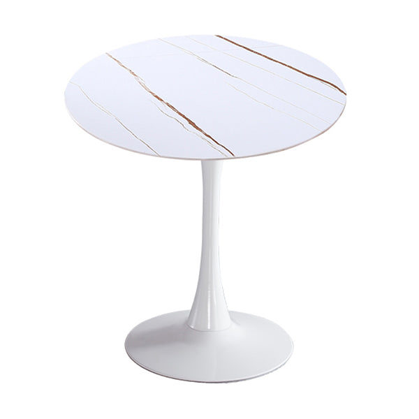 Modern Style Round Dining Table Sintered Stone Dinner Table with Tulip Base White Gold White 31.5"L x 31.5"W x 29.5"H Clearhalo ' dining_table' 'Dining Tables & Seating' 'Dining Tables' 'furn' 'furn_dining_table' 'Furniture' 'furniture_dining_table' 'Kitchen & Dining Furniture' 'kitchen&dining_furn' 'kitchen' 'kitchen_dining_table' 3969637
