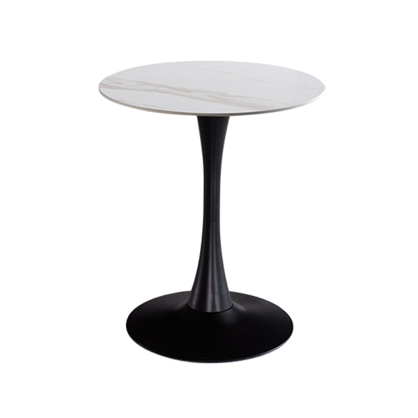 Modern Style Round Dining Table Sintered Stone Dinner Table with Tulip Base Beige Black 23.6"L x 23.6"W x 29.5"H Clearhalo ' dining_table' 'Dining Tables & Seating' 'Dining Tables' 'furn' 'furn_dining_table' 'Furniture' 'furniture_dining_table' 'Kitchen & Dining Furniture' 'kitchen&dining_furn' 'kitchen' 'kitchen_dining_table' 3969641