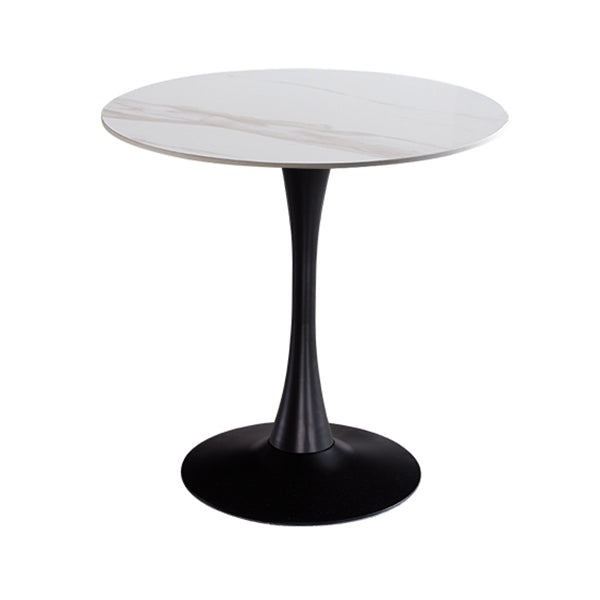 Modern Style Round Dining Table Sintered Stone Dinner Table with Tulip Base Beige Black 31.5"L x 31.5"W x 29.5"H Clearhalo ' dining_table' 'Dining Tables & Seating' 'Dining Tables' 'furn' 'furn_dining_table' 'Furniture' 'furniture_dining_table' 'Kitchen & Dining Furniture' 'kitchen&dining_furn' 'kitchen' 'kitchen_dining_table' 3969643