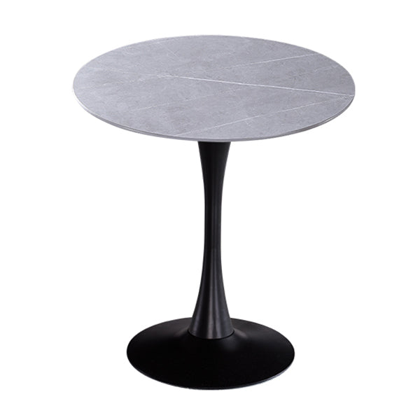 Modern Style Round Dining Table Sintered Stone Dinner Table with Tulip Base Light Gray Black 31.5"L x 31.5"W x 29.5"H Clearhalo ' dining_table' 'Dining Tables & Seating' 'Dining Tables' 'furn' 'furn_dining_table' 'Furniture' 'furniture_dining_table' 'Kitchen & Dining Furniture' 'kitchen&dining_furn' 'kitchen' 'kitchen_dining_table' 3969646