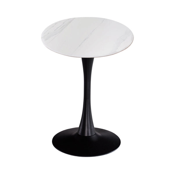 Modern Style Round Dining Table Sintered Stone Dinner Table with Tulip Base White Black 23.6"L x 23.6"W x 29.5"H Clearhalo ' dining_table' 'Dining Tables & Seating' 'Dining Tables' 'furn' 'furn_dining_table' 'Furniture' 'furniture_dining_table' 'Kitchen & Dining Furniture' 'kitchen&dining_furn' 'kitchen' 'kitchen_dining_table' 3969650
