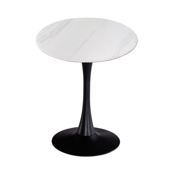 Modern Style Round Dining Table Sintered Stone Dinner Table with Tulip Base White Black 27.6"L x 27.6"W x 29.5"H Clearhalo ' dining_table' 'Dining Tables & Seating' 'Dining Tables' 'furn' 'furn_dining_table' 'Furniture' 'furniture_dining_table' 'Kitchen & Dining Furniture' 'kitchen&dining_furn' 'kitchen' 'kitchen_dining_table' 3969651