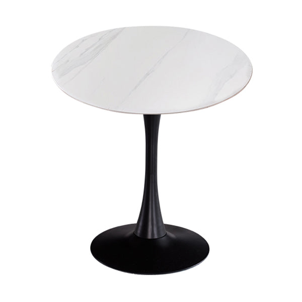Modern Style Round Dining Table Sintered Stone Dinner Table with Tulip Base White Black 31.5"L x 31.5"W x 29.5"H Clearhalo ' dining_table' 'Dining Tables & Seating' 'Dining Tables' 'furn' 'furn_dining_table' 'Furniture' 'furniture_dining_table' 'Kitchen & Dining Furniture' 'kitchen&dining_furn' 'kitchen' 'kitchen_dining_table' 3969652