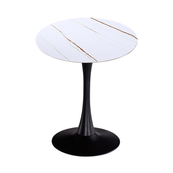 Modern Style Round Dining Table Sintered Stone Dinner Table with Tulip Base White Gold Black 27.6"L x 27.6"W x 29.5"H Clearhalo ' dining_table' 'Dining Tables & Seating' 'Dining Tables' 'furn' 'furn_dining_table' 'Furniture' 'furniture_dining_table' 'Kitchen & Dining Furniture' 'kitchen&dining_furn' 'kitchen' 'kitchen_dining_table' 3969657