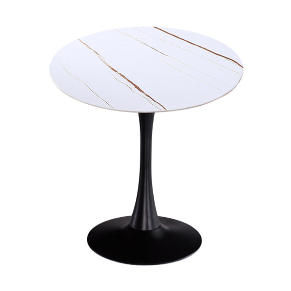 Modern Style Round Dining Table Sintered Stone Dinner Table with Tulip Base White Gold Black 31.5"L x 31.5"W x 29.5"H Clearhalo ' dining_table' 'Dining Tables & Seating' 'Dining Tables' 'furn' 'furn_dining_table' 'Furniture' 'furniture_dining_table' 'Kitchen & Dining Furniture' 'kitchen&dining_furn' 'kitchen' 'kitchen_dining_table' 3969658