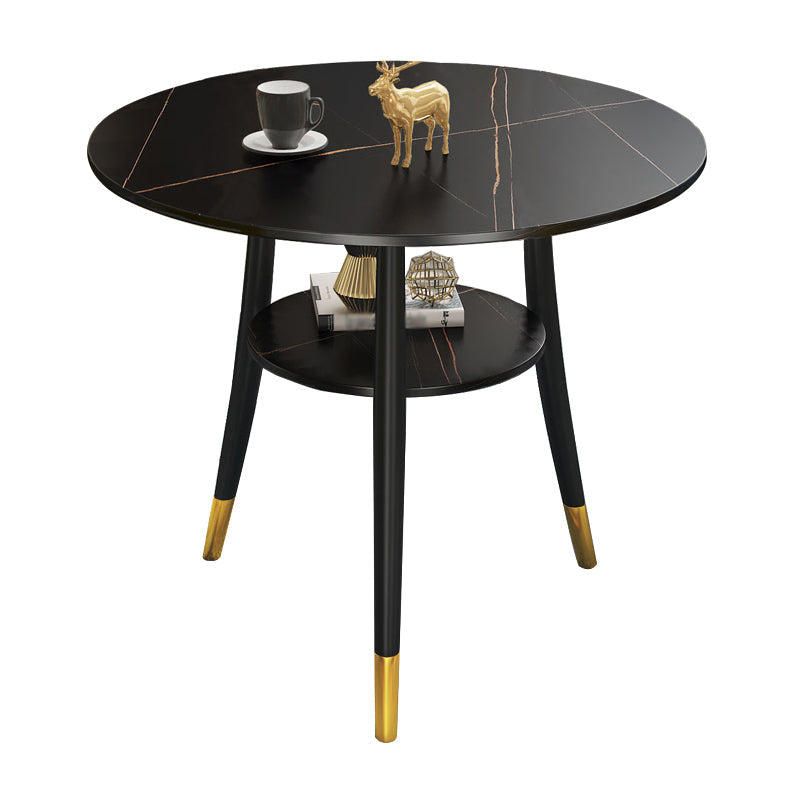 Traditional Luxury Round Dinner Table Sintered Stone Table with Black Frame Black Gold Without Chairs Clearhalo ' dining_table' 'Dining Tables & Seating' 'Dining Tables' 'furn' 'furn_dining_table' 'Furniture' 'furniture_dining_table' 'Kitchen & Dining Furniture' 'kitchen&dining_furn' 'kitchen' 'kitchen_dining_table' 3969664