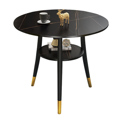 Traditional Luxury Round Dinner Table Sintered Stone Table with Black Frame Black Gold Without Chairs Clearhalo ' dining_table' 'Dining Tables & Seating' 'Dining Tables' 'furn' 'furn_dining_table' 'Furniture' 'furniture_dining_table' 'Kitchen & Dining Furniture' 'kitchen&dining_furn' 'kitchen' 'kitchen_dining_table' 3969664