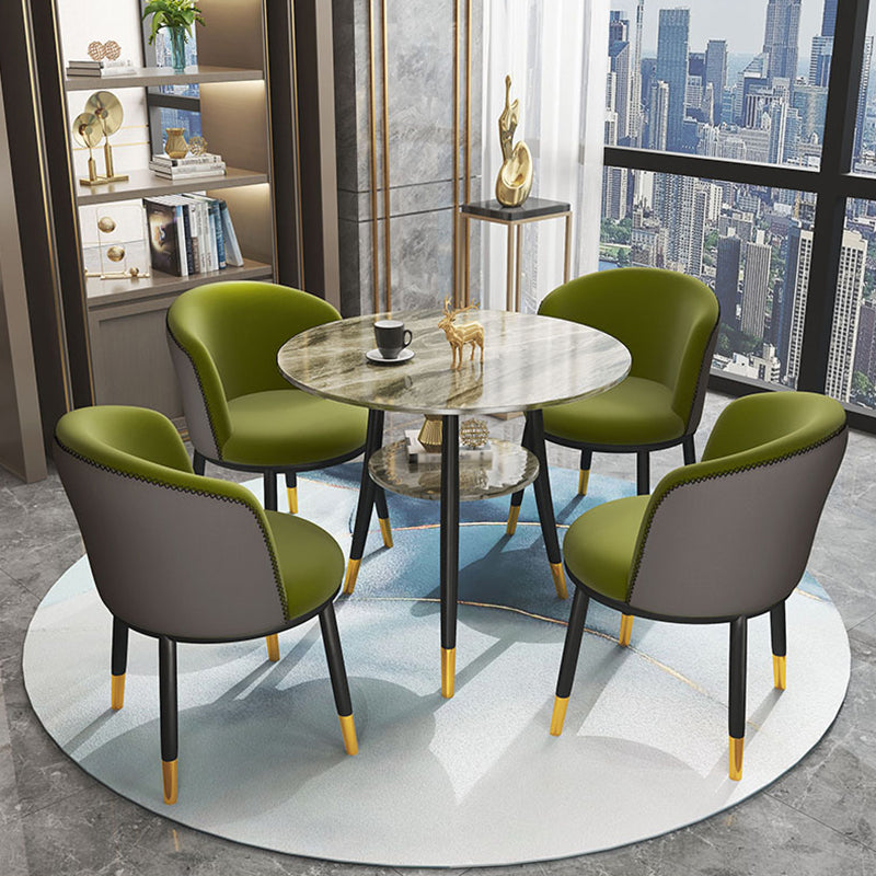 Traditional Luxury Round Dinner Table Sintered Stone Table with Black Frame Clearhalo ' dining_table' 'Dining Tables & Seating' 'Dining Tables' 'furn' 'furn_dining_table' 'Furniture' 'furniture_dining_table' 'Kitchen & Dining Furniture' 'kitchen&dining_furn' 'kitchen' 'kitchen_dining_table' 3969665