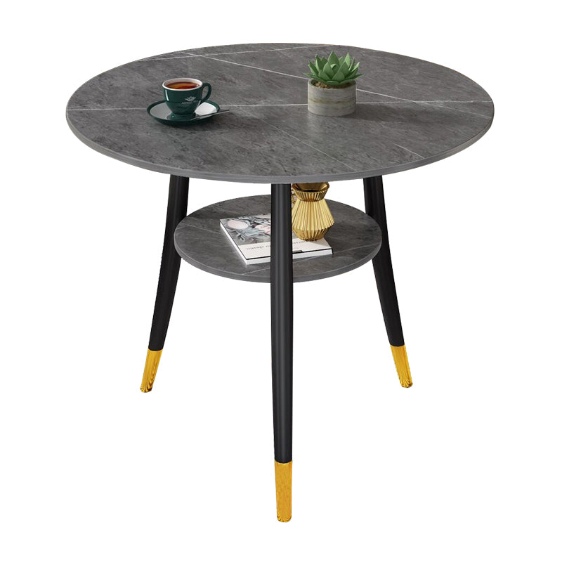 Traditional Luxury Round Dinner Table Sintered Stone Table with Black Frame Gray Without Chairs Clearhalo ' dining_table' 'Dining Tables & Seating' 'Dining Tables' 'furn' 'furn_dining_table' 'Furniture' 'furniture_dining_table' 'Kitchen & Dining Furniture' 'kitchen&dining_furn' 'kitchen' 'kitchen_dining_table' 3969666