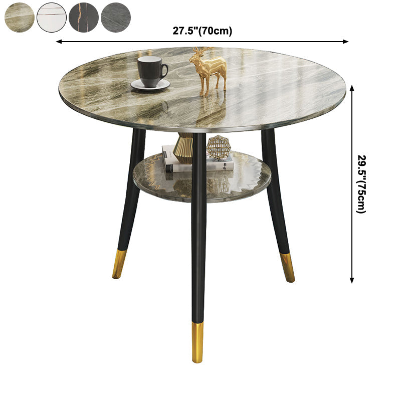 Traditional Luxury Round Dinner Table Sintered Stone Table with Black Frame Clearhalo ' dining_table' 'Dining Tables & Seating' 'Dining Tables' 'furn' 'furn_dining_table' 'Furniture' 'furniture_dining_table' 'Kitchen & Dining Furniture' 'kitchen&dining_furn' 'kitchen' 'kitchen_dining_table' 3969680