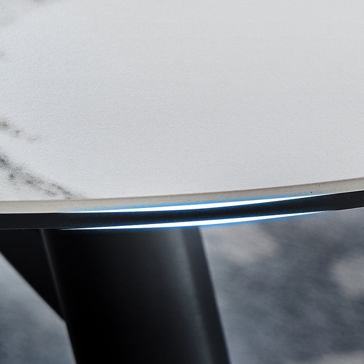 Simplicity Style Round Dining Table Stone Drop-Leaf Dinner Table with 4 Legs Clearhalo ' dining_table' 'Dining Tables & Seating' 'Dining Tables' 'furn' 'furn_dining_table' 'Furniture' 'furniture_dining_table' 'Kitchen & Dining Furniture' 'kitchen&dining_furn' 'kitchen' 'kitchen_dining_table' 3969707