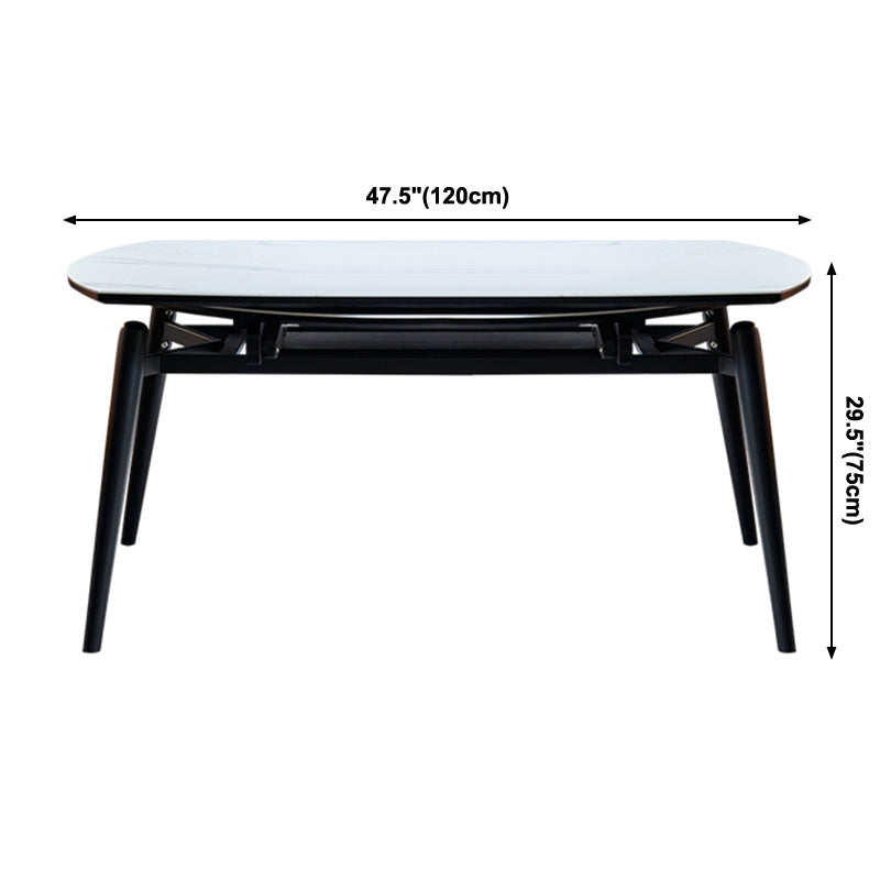 Simplicity Style Round Dining Table Stone Drop-Leaf Dinner Table with 4 Legs Clearhalo ' dining_table' 'Dining Tables & Seating' 'Dining Tables' 'furn' 'furn_dining_table' 'Furniture' 'furniture_dining_table' 'Kitchen & Dining Furniture' 'kitchen&dining_furn' 'kitchen' 'kitchen_dining_table' 3969716