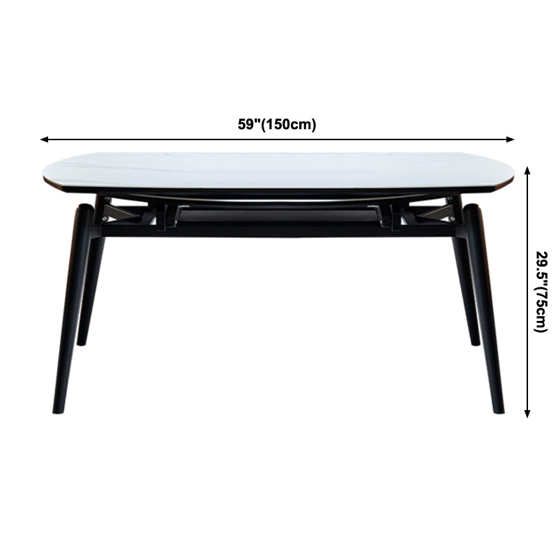 Simplicity Style Round Dining Table Stone Drop-Leaf Dinner Table with 4 Legs Clearhalo ' dining_table' 'Dining Tables & Seating' 'Dining Tables' 'furn' 'furn_dining_table' 'Furniture' 'furniture_dining_table' 'Kitchen & Dining Furniture' 'kitchen&dining_furn' 'kitchen' 'kitchen_dining_table' 3969718