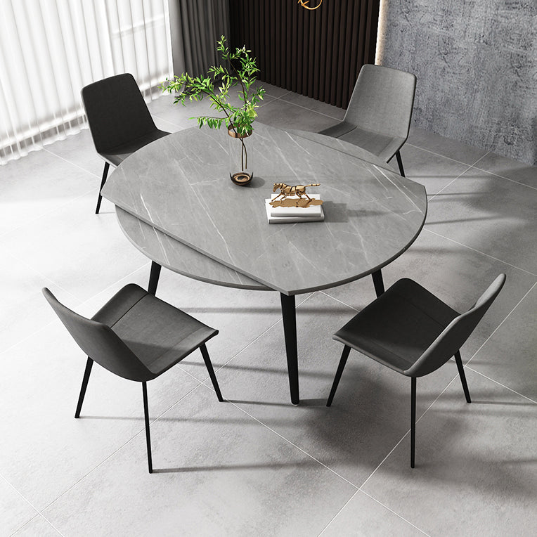 4-foot Stone Dinette Table Simplicity Style Round Dining Table with Drop Leaf Clearhalo ' dining_table' 'Dining Tables & Seating' 'Dining Tables' 'furn' 'furn_dining_table' 'Furniture' 'furniture_dining_table' 'Kitchen & Dining Furniture' 'kitchen&dining_furn' 'kitchen' 'kitchen_dining_table' 3969723