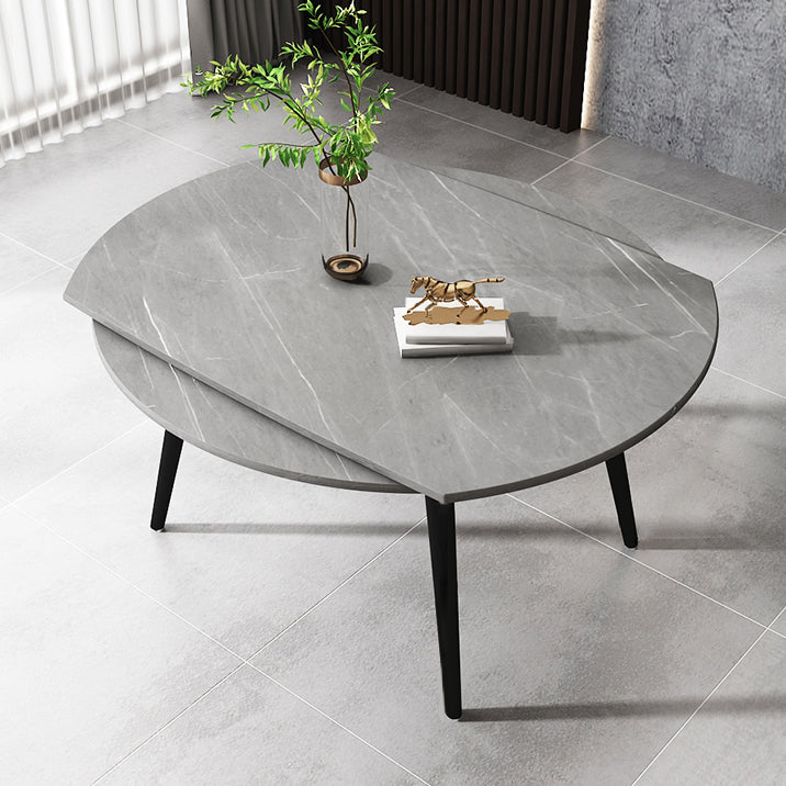 4-foot Stone Dinette Table Simplicity Style Round Dining Table with Drop Leaf Clearhalo ' dining_table' 'Dining Tables & Seating' 'Dining Tables' 'furn' 'furn_dining_table' 'Furniture' 'furniture_dining_table' 'Kitchen & Dining Furniture' 'kitchen&dining_furn' 'kitchen' 'kitchen_dining_table' 3969724