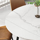 4-foot Stone Dinette Table Simplicity Style Round Dining Table with Drop Leaf Clearhalo ' dining_table' 'Dining Tables & Seating' 'Dining Tables' 'furn' 'furn_dining_table' 'Furniture' 'furniture_dining_table' 'Kitchen & Dining Furniture' 'kitchen&dining_furn' 'kitchen' 'kitchen_dining_table' 3969729