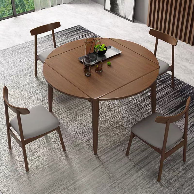 Modern Style Rubberwood Dinner Table Round Drop-Leaf Table for Home Use Clearhalo ' dining_table' 'Dining Tables & Seating' 'Dining Tables' 'furn' 'furn_dining_table' 'Furniture' 'furniture_dining_table' 'Kitchen & Dining Furniture' 'kitchen&dining_furn' 'kitchen' 'kitchen_dining_table' 3969750