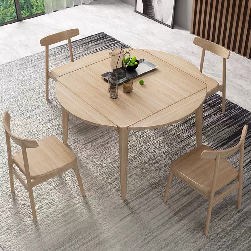 Modern Style Rubberwood Dinner Table Round Drop-Leaf Table for Home Use Natural Without Chairs Clearhalo ' dining_table' 'Dining Tables & Seating' 'Dining Tables' 'furn' 'furn_dining_table' 'Furniture' 'furniture_dining_table' 'Kitchen & Dining Furniture' 'kitchen&dining_furn' 'kitchen' 'kitchen_dining_table' 3969752
