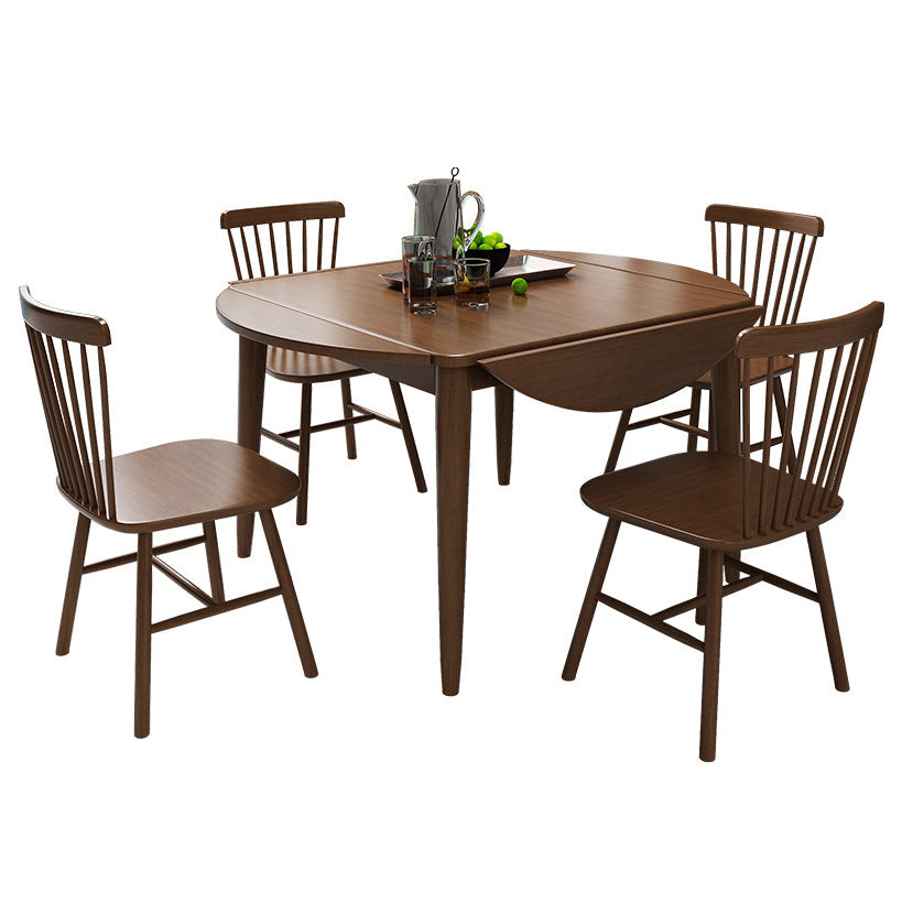 Modern Style Rubberwood Dinner Table Round Drop-Leaf Table for Home Use Clearhalo ' dining_table' 'Dining Tables & Seating' 'Dining Tables' 'furn' 'furn_dining_table' 'Furniture' 'furniture_dining_table' 'Kitchen & Dining Furniture' 'kitchen&dining_furn' 'kitchen' 'kitchen_dining_table' 3969757