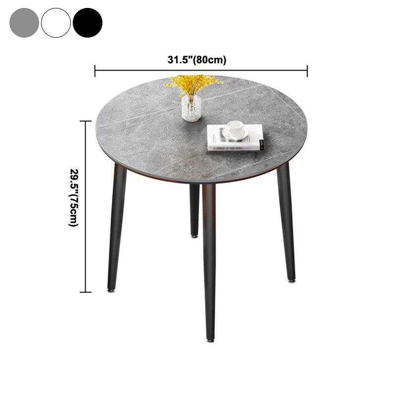 Modern Sintered Stone Dinner Table 4 Legs 31.2" Dining Table with Black Frame Clearhalo ' dining_table' 'Dining Tables & Seating' 'Dining Tables' 'furn' 'furn_dining_table' 'Furniture' 'furniture_dining_table' 'Kitchen & Dining Furniture' 'kitchen&dining_furn' 'kitchen' 'kitchen_dining_table' 3969777