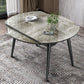 Round Extendable Stone Dining Site Table Contemporary 51.2'' Dinette Table Clearhalo ' dining_table' 'Dining Tables & Seating' 'Dining Tables' 'furn' 'furn_dining_table' 'Furniture' 'furniture_dining_table' 'Kitchen & Dining Furniture' 'kitchen&dining_furn' 'kitchen' 'kitchen_dining_table' 3969780