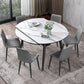 Round Extendable Stone Dining Site Table Contemporary 51.2'' Dinette Table Clearhalo ' dining_table' 'Dining Tables & Seating' 'Dining Tables' 'furn' 'furn_dining_table' 'Furniture' 'furniture_dining_table' 'Kitchen & Dining Furniture' 'kitchen&dining_furn' 'kitchen' 'kitchen_dining_table' 3969787