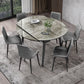 Round Extendable Stone Dining Site Table Contemporary 51.2'' Dinette Table Clearhalo ' dining_table' 'Dining Tables & Seating' 'Dining Tables' 'furn' 'furn_dining_table' 'Furniture' 'furniture_dining_table' 'Kitchen & Dining Furniture' 'kitchen&dining_furn' 'kitchen' 'kitchen_dining_table' 3969788
