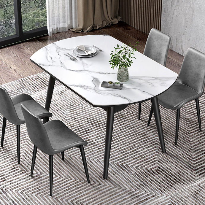 Round Extendable Stone Dining Site Table Contemporary 51.2'' Dinette Table Clearhalo ' dining_table' 'Dining Tables & Seating' 'Dining Tables' 'furn' 'furn_dining_table' 'Furniture' 'furniture_dining_table' 'Kitchen & Dining Furniture' 'kitchen&dining_furn' 'kitchen' 'kitchen_dining_table' 3969789