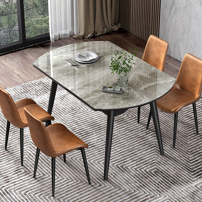 Round Extendable Stone Dining Site Table Contemporary 51.2'' Dinette Table Clearhalo ' dining_table' 'Dining Tables & Seating' 'Dining Tables' 'furn' 'furn_dining_table' 'Furniture' 'furniture_dining_table' 'Kitchen & Dining Furniture' 'kitchen&dining_furn' 'kitchen' 'kitchen_dining_table' 3969790