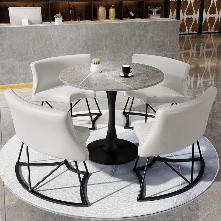 Modern Style Round Dining Table Sintered Stone Table with Tulip Base for Home Clearhalo ' dining_table' 'Dining Tables & Seating' 'Dining Tables' 'furn' 'furn_dining_table' 'Furniture' 'furniture_dining_table' 'Kitchen & Dining Furniture' 'kitchen&dining_furn' 'kitchen' 'kitchen_dining_table' 3969792