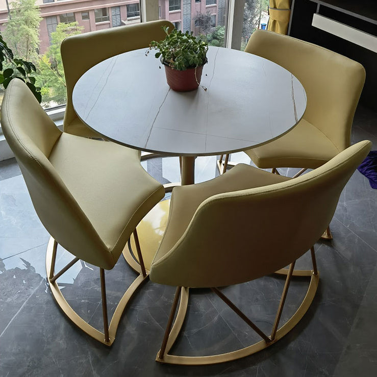Modern Style Round Dining Table Sintered Stone Table with Tulip Base for Home Clearhalo ' dining_table' 'Dining Tables & Seating' 'Dining Tables' 'furn' 'furn_dining_table' 'Furniture' 'furniture_dining_table' 'Kitchen & Dining Furniture' 'kitchen&dining_furn' 'kitchen' 'kitchen_dining_table' 3969795
