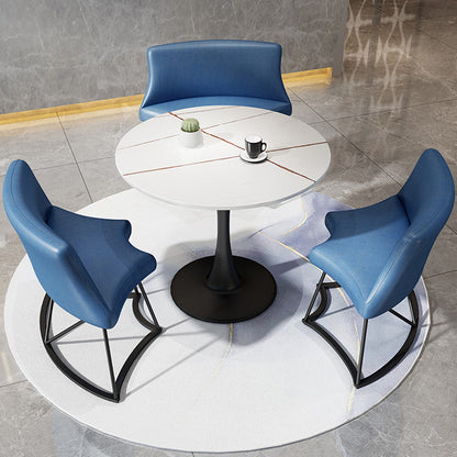 Modern Style Round Dining Table Sintered Stone Table with Tulip Base for Home Black White Without Chairs Clearhalo ' dining_table' 'Dining Tables & Seating' 'Dining Tables' 'furn' 'furn_dining_table' 'Furniture' 'furniture_dining_table' 'Kitchen & Dining Furniture' 'kitchen&dining_furn' 'kitchen' 'kitchen_dining_table' 3969796