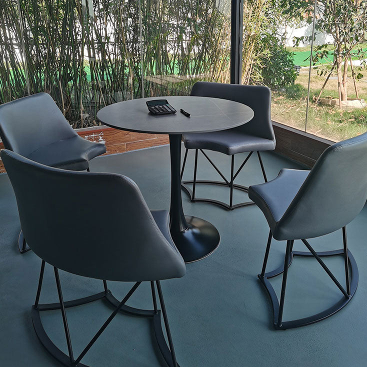 Modern Style Round Dining Table Sintered Stone Table with Tulip Base for Home Clearhalo ' dining_table' 'Dining Tables & Seating' 'Dining Tables' 'furn' 'furn_dining_table' 'Furniture' 'furniture_dining_table' 'Kitchen & Dining Furniture' 'kitchen&dining_furn' 'kitchen' 'kitchen_dining_table' 3969797
