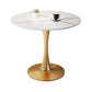 Modern Style Round Dining Table Sintered Stone Table with Tulip Base for Home White-Gold Without Chairs Clearhalo ' dining_table' 'Dining Tables & Seating' 'Dining Tables' 'furn' 'furn_dining_table' 'Furniture' 'furniture_dining_table' 'Kitchen & Dining Furniture' 'kitchen&dining_furn' 'kitchen' 'kitchen_dining_table' 3969800
