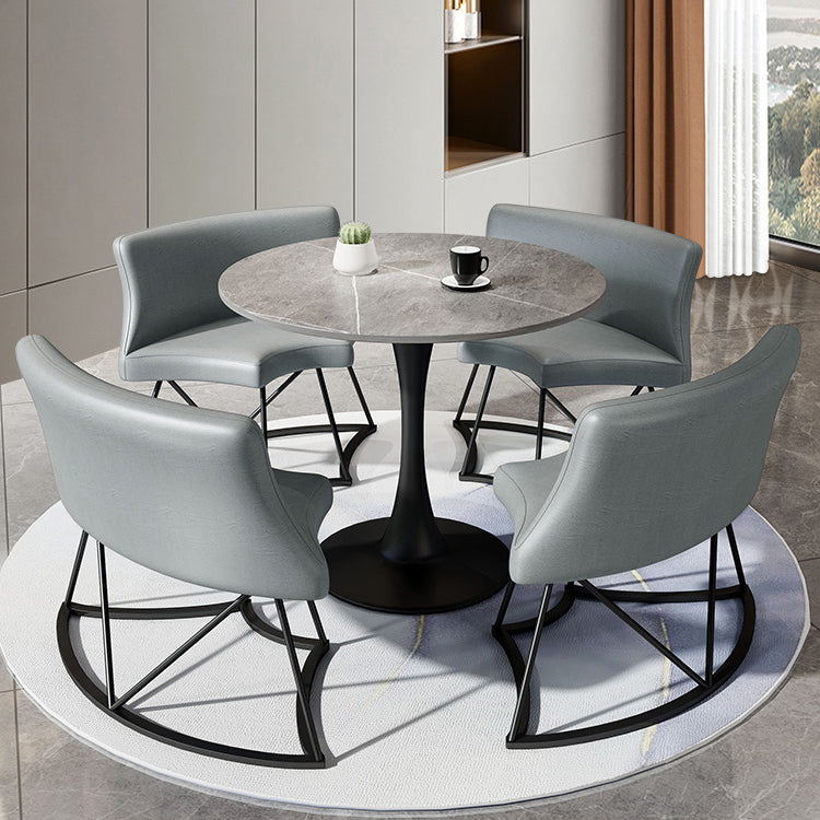 Modern Style Round Dining Table Sintered Stone Table with Tulip Base for Home Clearhalo ' dining_table' 'Dining Tables & Seating' 'Dining Tables' 'furn' 'furn_dining_table' 'Furniture' 'furniture_dining_table' 'Kitchen & Dining Furniture' 'kitchen&dining_furn' 'kitchen' 'kitchen_dining_table' 3969803