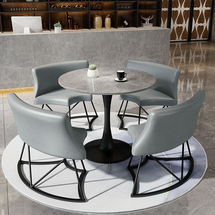 Modern Style Round Dining Table Sintered Stone Table with Tulip Base for Home Clearhalo ' dining_table' 'Dining Tables & Seating' 'Dining Tables' 'furn' 'furn_dining_table' 'Furniture' 'furniture_dining_table' 'Kitchen & Dining Furniture' 'kitchen&dining_furn' 'kitchen' 'kitchen_dining_table' 3969804
