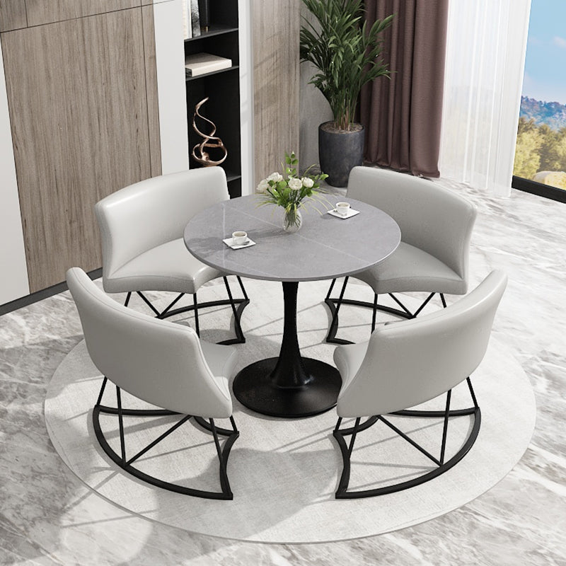 Modern Style Round Dining Table Sintered Stone Table with Tulip Base for Home Clearhalo ' dining_table' 'Dining Tables & Seating' 'Dining Tables' 'furn' 'furn_dining_table' 'Furniture' 'furniture_dining_table' 'Kitchen & Dining Furniture' 'kitchen&dining_furn' 'kitchen' 'kitchen_dining_table' 3969807