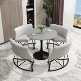 Modern Style Round Dining Table Sintered Stone Table with Tulip Base for Home Clearhalo ' dining_table' 'Dining Tables & Seating' 'Dining Tables' 'furn' 'furn_dining_table' 'Furniture' 'furniture_dining_table' 'Kitchen & Dining Furniture' 'kitchen&dining_furn' 'kitchen' 'kitchen_dining_table' 3969807