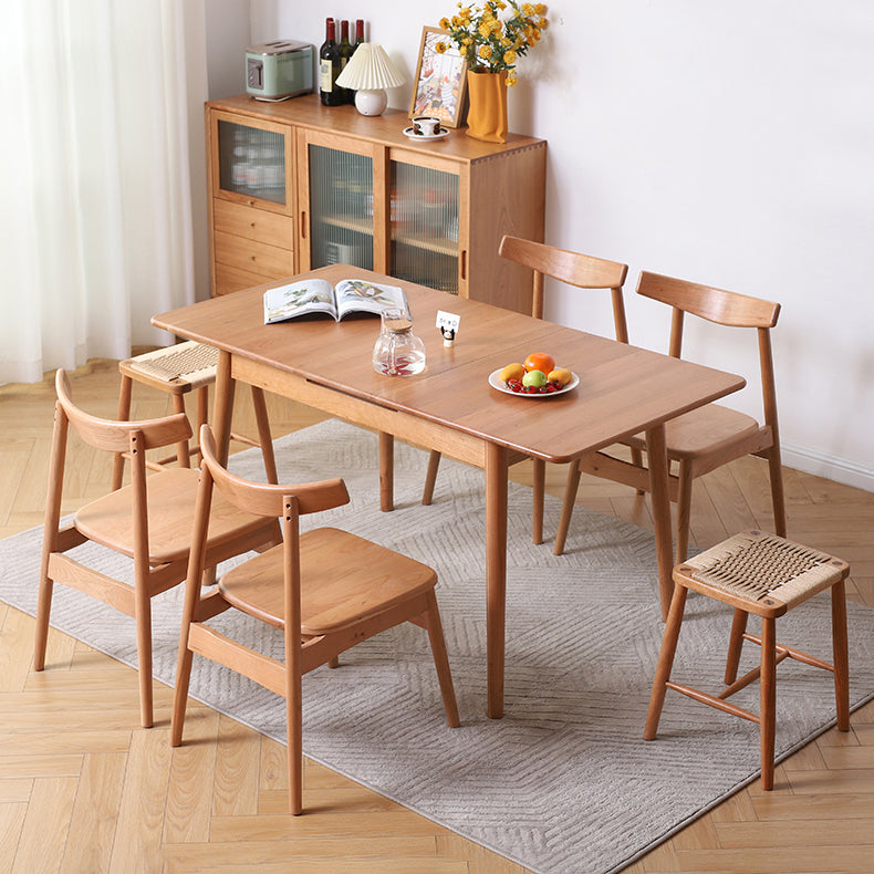 Extendable Cherry Wood Dining Table in Nature Rectangle Kitchen Table with 4 Legs Clearhalo ' dining_table' 'Dining Tables & Seating' 'Dining Tables' 'furn' 'furn_dining_table' 'Furniture' 'furniture_dining_table' 'Kitchen & Dining Furniture' 'kitchen&dining_furn' 'kitchen' 'kitchen_dining_table' 3969822