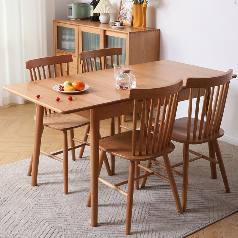 Extendable Cherry Wood Dining Table in Nature Rectangle Kitchen Table with 4 Legs Clearhalo ' dining_table' 'Dining Tables & Seating' 'Dining Tables' 'furn' 'furn_dining_table' 'Furniture' 'furniture_dining_table' 'Kitchen & Dining Furniture' 'kitchen&dining_furn' 'kitchen' 'kitchen_dining_table' 3969823