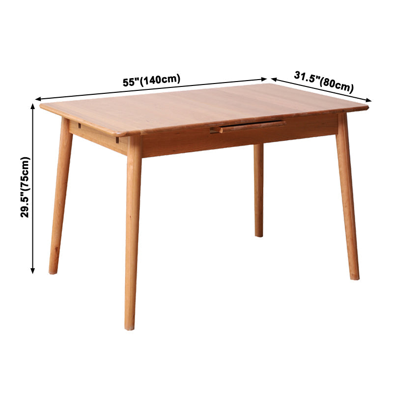 Extendable Cherry Wood Dining Table in Nature Rectangle Kitchen Table with 4 Legs Clearhalo ' dining_table' 'Dining Tables & Seating' 'Dining Tables' 'furn' 'furn_dining_table' 'Furniture' 'furniture_dining_table' 'Kitchen & Dining Furniture' 'kitchen&dining_furn' 'kitchen' 'kitchen_dining_table' 3969836