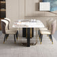 Luxury Sintered Stone Top Dining Table Rectangle Table with Double Pedestal in Black and Gold Clearhalo ' dining_table' 'Dining Tables & Seating' 'Dining Tables' 'furn' 'furn_dining_table' 'Furniture' 'furniture_dining_table' 'Kitchen & Dining Furniture' 'kitchen&dining_furn' 'kitchen' 'kitchen_dining_table' 3969853