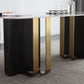 Luxury Sintered Stone Top Dining Table Rectangle Table with Double Pedestal in Black and Gold Clearhalo ' dining_table' 'Dining Tables & Seating' 'Dining Tables' 'furn' 'furn_dining_table' 'Furniture' 'furniture_dining_table' 'Kitchen & Dining Furniture' 'kitchen&dining_furn' 'kitchen' 'kitchen_dining_table' 3969857