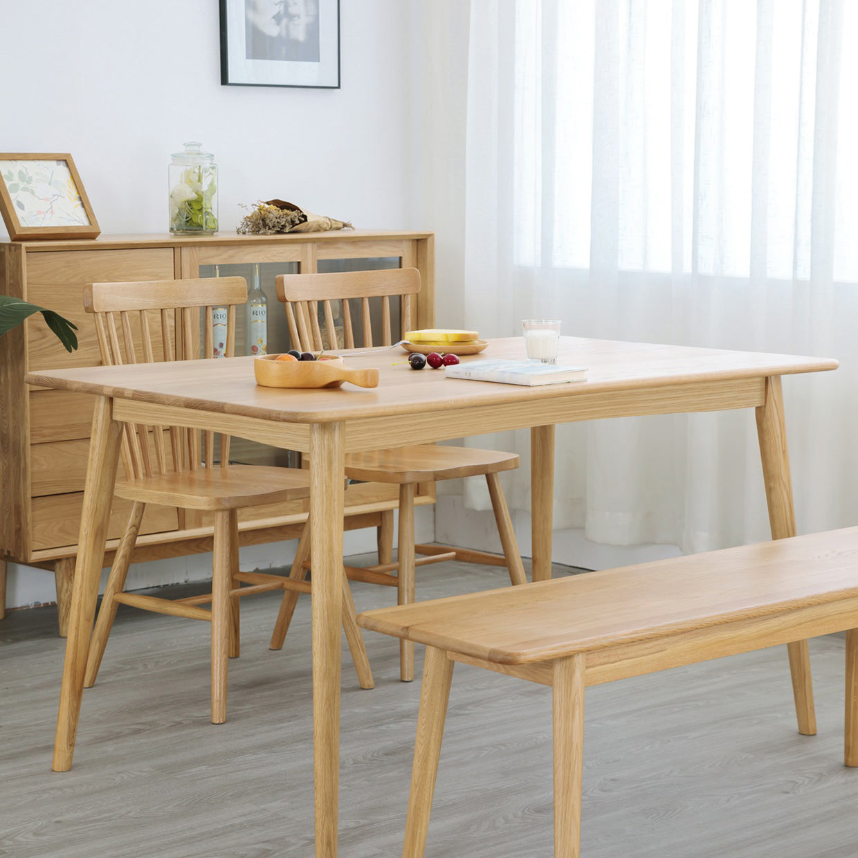Rectangle Oak Wood Dining Table in Nature Modern Kitchen Table with 4 Legs Clearhalo ' dining_table' 'Dining Tables & Seating' 'Dining Tables' 'furn' 'furn_dining_table' 'Furniture' 'furniture_dining_table' 'Kitchen & Dining Furniture' 'kitchen&dining_furn' 'kitchen' 'kitchen_dining_table' 3969864