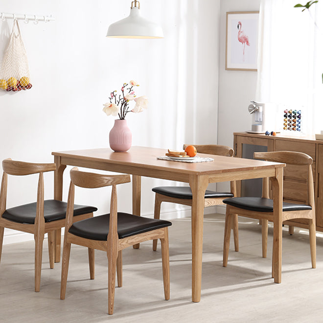 Rectangle Oak Wood Dining Table Modern Kitchen Table in Nature with 4 Legs Clearhalo ' dining_table' 'Dining Tables & Seating' 'Dining Tables' 'furn' 'furn_dining_table' 'Furniture' 'furniture_dining_table' 'Kitchen & Dining Furniture' 'kitchen&dining_furn' 'kitchen' 'kitchen_dining_table' 3969884