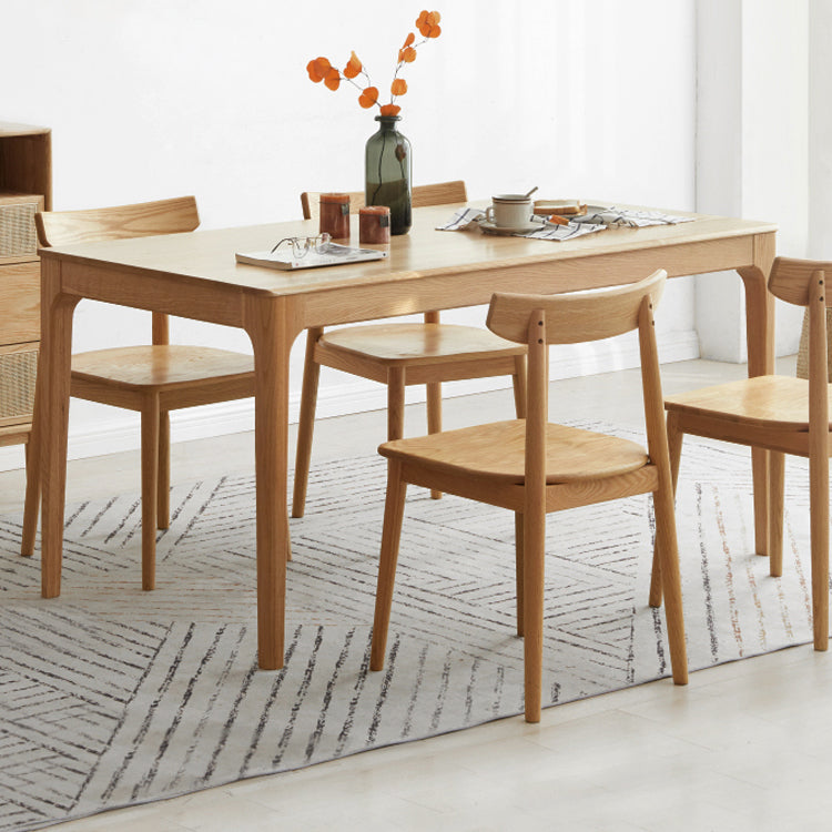 Rectangle Indoor Oak Wood Dining Table Modern Kitchen Table in Nature with 4 Legs Clearhalo ' dining_table' 'Dining Tables & Seating' 'Dining Tables' 'furn' 'furn_dining_table' 'Furniture' 'furniture_dining_table' 'Kitchen & Dining Furniture' 'kitchen&dining_furn' 'kitchen' 'kitchen_dining_table' 3969892