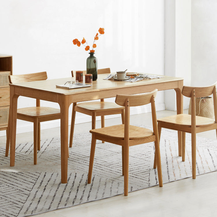 Rectangle Indoor Oak Wood Dining Table Modern Kitchen Table in Nature with 4 Legs Clearhalo ' dining_table' 'Dining Tables & Seating' 'Dining Tables' 'furn' 'furn_dining_table' 'Furniture' 'furniture_dining_table' 'Kitchen & Dining Furniture' 'kitchen&dining_furn' 'kitchen' 'kitchen_dining_table' 3969898