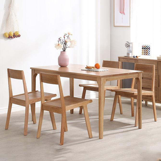 Rectangle Indoor Oak Wood Dining Table Modern Kitchen Table in Nature with 4 Legs Clearhalo ' dining_table' 'Dining Tables & Seating' 'Dining Tables' 'furn' 'furn_dining_table' 'Furniture' 'furniture_dining_table' 'Kitchen & Dining Furniture' 'kitchen&dining_furn' 'kitchen' 'kitchen_dining_table' 3969902