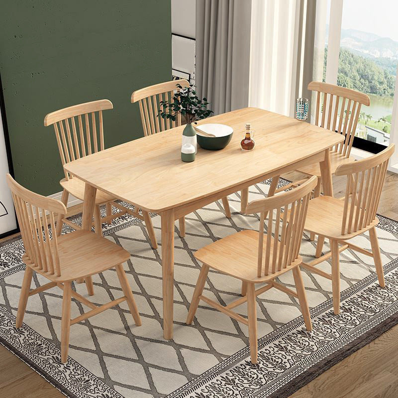 Rectangle Wood Dining Table Modern Rubber Wood Table in Nature/Walnut with 4 Legs Clearhalo ' dining_table' 'Dining Tables & Seating' 'Dining Tables' 'furn' 'furn_dining_table' 'Furniture' 'furniture_dining_table' 'Kitchen & Dining Furniture' 'kitchen&dining_furn' 'kitchen' 'kitchen_dining_table' 3969909
